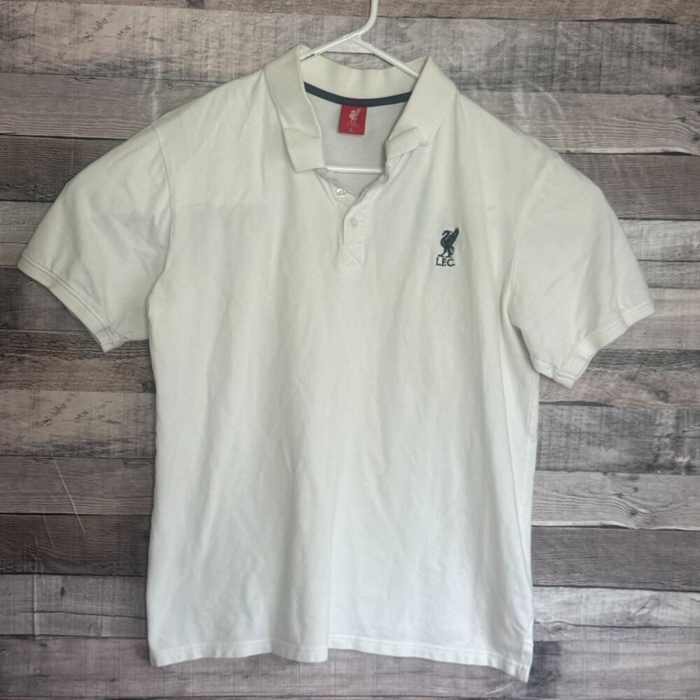 Liverpool FC Polo Shirt Mens Large White Classic Soccer EPL Preppy